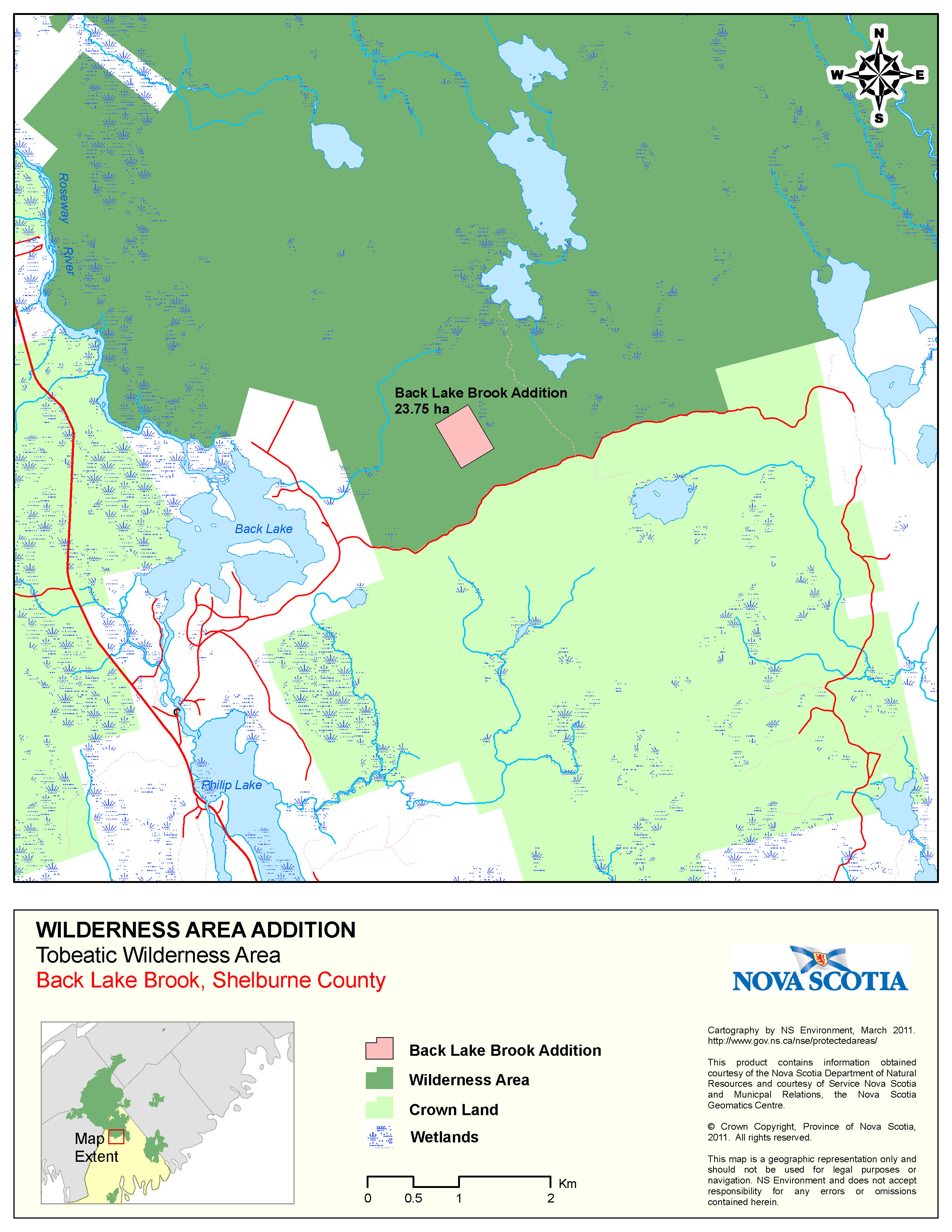 Approximate Boundaries of Crown Land at Back Lake Brook, Shelburne County